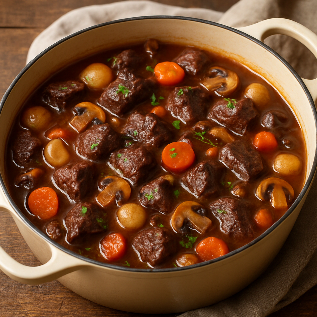 Boeuf Bourguignon (Rindsschmorbraten in Rotwein)