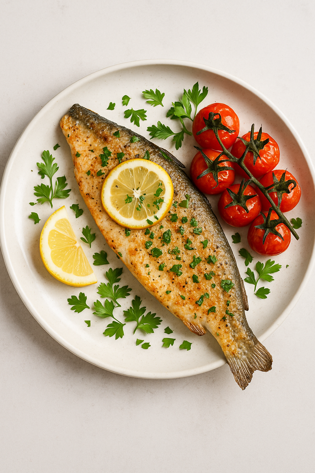 Gebackene Forelle mit Kräutern