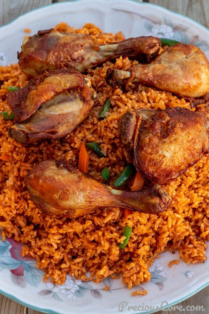 Nigerianisches Jollof‑Reis mit Poulet