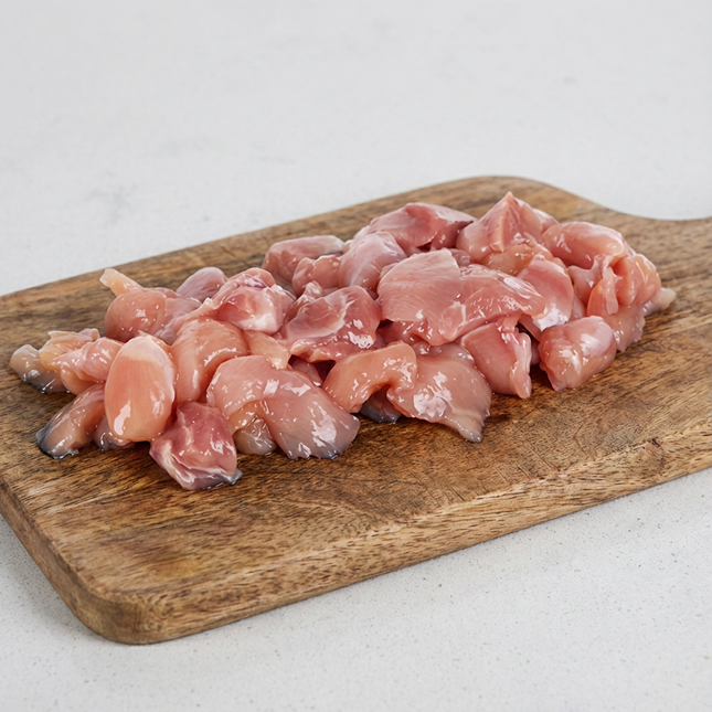 Bio Knospe Poulet Schenkel- Geschnetzeltes 200g